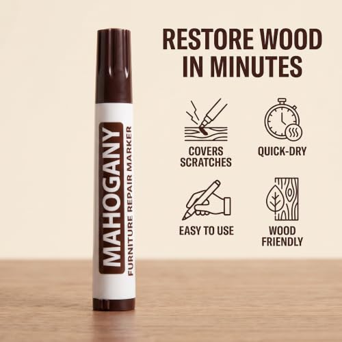 GANPUB Brown Furniture Repair Wood Cabinet Floor Touch Up Markers Scratch Filler Remover - Mahogany,Wood Polish and Care