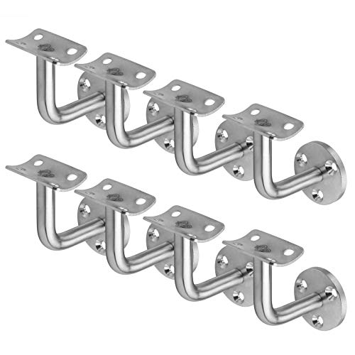 8 Pack Staircase Handrail Brackets for Round Wood, 304 Stainless Steel