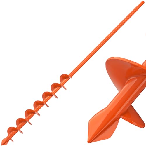 Insaga 1.6×32'' Auger Drill Bit for Planting, Carbon Steel Orange Powder Coated Spiral Drill Bit with Pointed Tip & Welded Blades, Safe Garden Auger for Post Hole Digger, Bulb Planter Tool - size: 1.6x32''