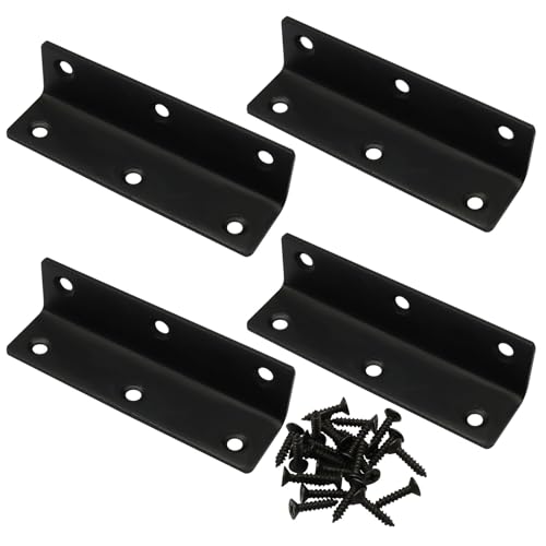 4" x 1" Corner Brace Angle Bracket, 4 Pcs, Black - size: black,4"x 1"
