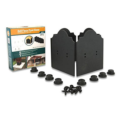 OZCO Laredo Sunset Faux Post Base, 8in x 8in, 1 Kit with Hardware, Black