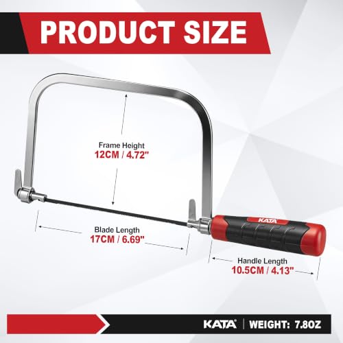 KATA 6.5" Coping Saw, Precision Woodworking & Craft Hand Saw with 6 Blades