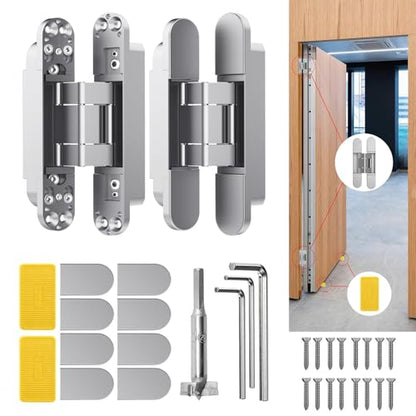 6" Hidden Door Hinge/Concealed Hinges,Invisible Hinges - color: silvery, size: 6 Inch
