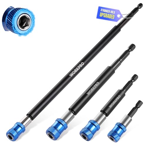 WORKPRO 4-Piece Drill Bit Extension Set, 2-3/8", 4", 6", 12" - size: 2-3/8", 4", 6", 12''