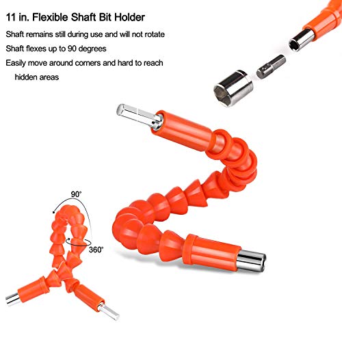 Flexible Drill Bit Extension, 1/4 Hex Shank Drill Extension 21 PCS - color: Orange