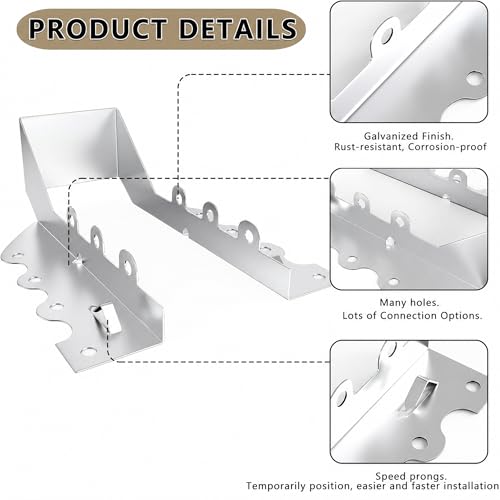 25 pcs 2x6 Joist Hangers with Screws, Galvanized Face Mount Hurricane Tie - size: Silver 2" x 6" Joist Hangers - 25 pcs
