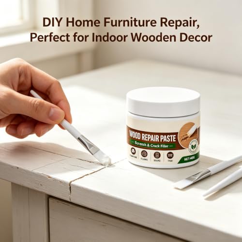Wood Fille, Wood Putty, Wood Repair Paste for Furniture and Floor, Quick Touch-Up Paste for Tables, Cabinets, Doors and Wood Surfaces (White)