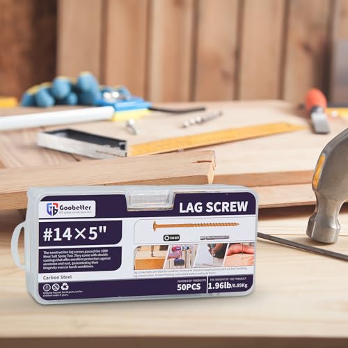 #14 x 5 Structural Lag Wood Screws, Heavy Duty Timber Deck Screws, 50 PCS - color: Yellow, size: #14 x 5"