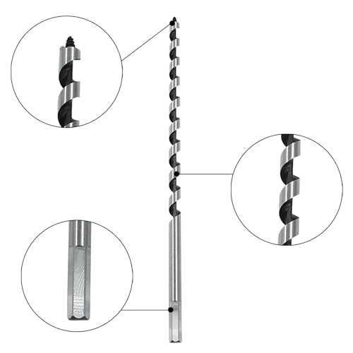 3/8 x 12 Inch Carbon Steel Long Wood Auger Drill Bit - size: 3/8" Diameter