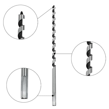 3/8 x 12 Inch Carbon Steel Long Wood Auger Drill Bit - size: 3/8" Diameter