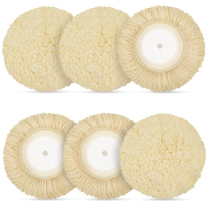 Tallew 6 Pcs Wool Buffing Pads Hook Loop for Drill Polisher, 5 Inch - size: 5 Inch
