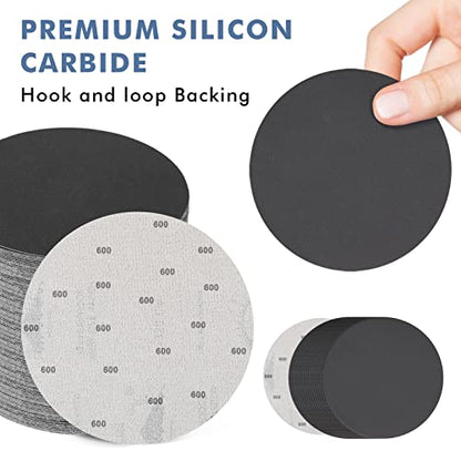6 Inch 25 PCS 600 Grit Sanding Disc Wet Dry Sandpaper Hook Loop Sand Paper - style: Grit 600