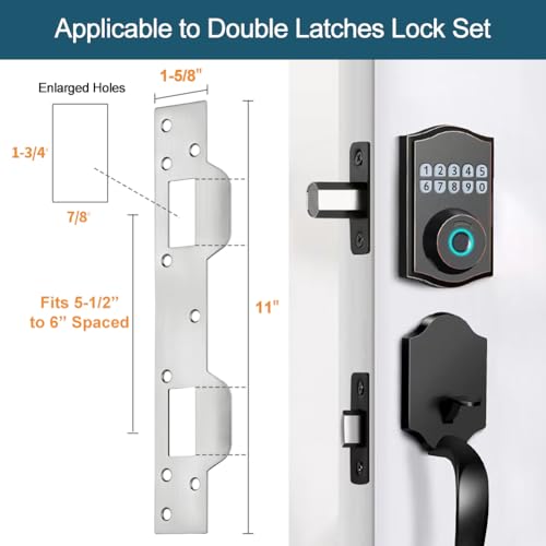 Door Latch Striker Plates Double Holes, 2 Pack, Satin Nickel - color: Satin Nickel