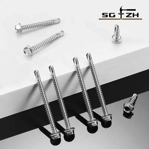 #8 x 5/8" Self Drilling Screws (235Pcs) Hex Washer Head 410 Stainless Steel Self Tapping Screws for Metal Sheet Metal Screws with Hex Socket Included - color: Silver, size: #8 x 5/8"
