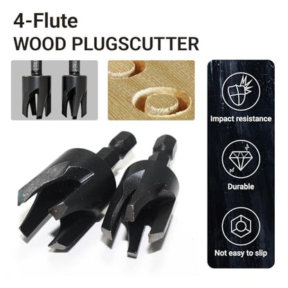 18 Pc Countersink Drill Bit Set, 15PCS Tapered Bits with Plug Cutters