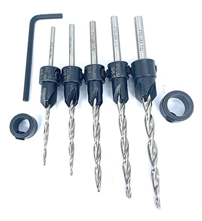 FTG USA #4#6#8#10#12 Round Shank Parabolic Wood Countersink Drill Bit Set - style: #4#6#8#10#12 Straight Shank