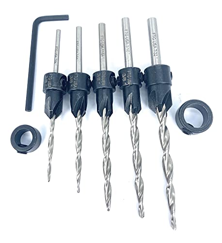 FTG USA #4#6#8#10#12 Round Shank Parabolic Wood Countersink Drill Bit Set - style: #4#6#8#10#12 Straight Shank