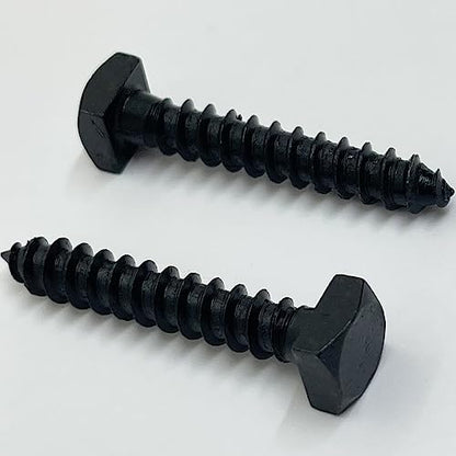 ¼” x 1.5” - Rustic Square Head Lag Wood Screws – Decorative Antique Black Square Drive Lag Bolts – Black Oxide Coating - ¼ in x 1 ½ in - for Hinges, Cabinets & Doors (10, Screws)