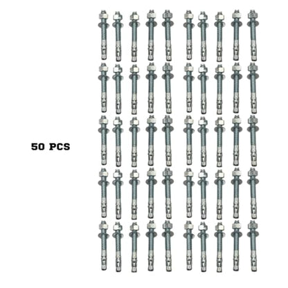 MIGHTY FASTENERS Zinc-Plated Steel Wedge Anchors, 3/4" X 6-1/4" - Heavy-Duty Mounting Bolts for Concrete - 50 Pack - size: 3/4" X 6-1/4"