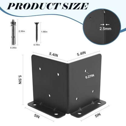 6X6 Post Anchor Base 2Set,Adjustable Post Base for 6x6 8x8 Post - size: 6X6