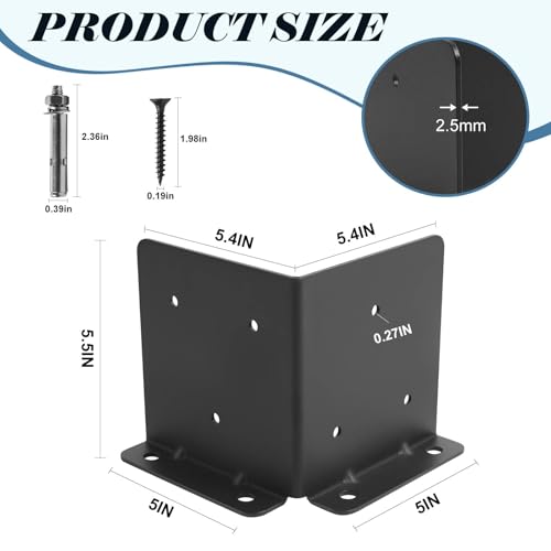 6X6 Post Anchor Base 4Set,Adjustable Post Base for 6x6 8x8 Post - size: 6X6