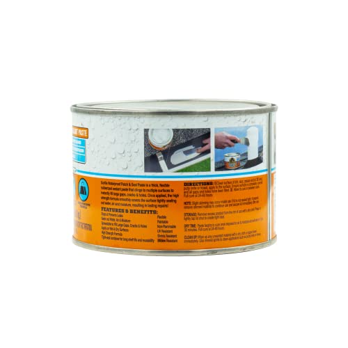 Gorilla Waterproof Patch & Seal Rubberized Sealant Paste, White, 1lb Can (Bulk Pack of 6)