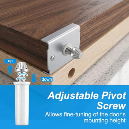 24pcs Bifold Door Hardware Repair Kit, Carbon Steel Bifold Closet Hardware for 1-3/8" Wood Doors with 7/16" Pivot Hole, Includes Metal Brackets, Screws & Pivot Accessories, Top or Bottom Replacement