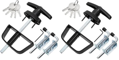 WRINGKIT Shed Door Latch Kit, T-Handle Lock with 5 Keys and 2 Spring Loaded Latches, 5-1/2" Stem Shed Door Hardware Lock for Storage Barn, Gates, Rvs, Chicken Coops, Garages, Playhouses (Pack of 2) - size: 5-1/2 Inch Stem (Pack of 2)