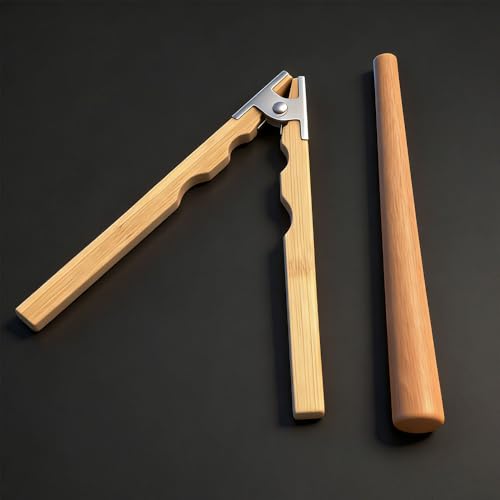 TUNQISM Wooden Ring Clamp Holder & Solid Wood Stick Set, Jewelry Making & Polishing Auxiliary Tools with Metal Hinged Spring, Sanding Handle for Ring Polishing & Grinding, High-Quality Workbench Tools