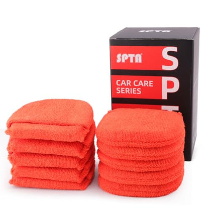 Microfiber applicator pad, Microfiber Sponge, SPTA 10Pcs Ultra-Soft Microfiber Wax Applicator Pads, Cleaning Pads with Finger Pocket Wax Applicator for Applying Wax, Sealants