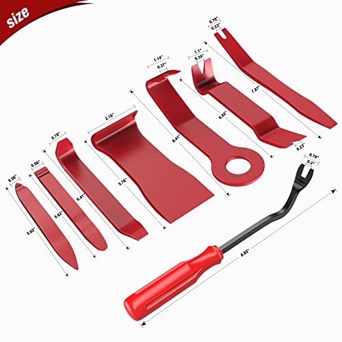Nilight 8pcs Auto Trim Removal Tool Set No-Scratch - color: Red, size: 8Pcs