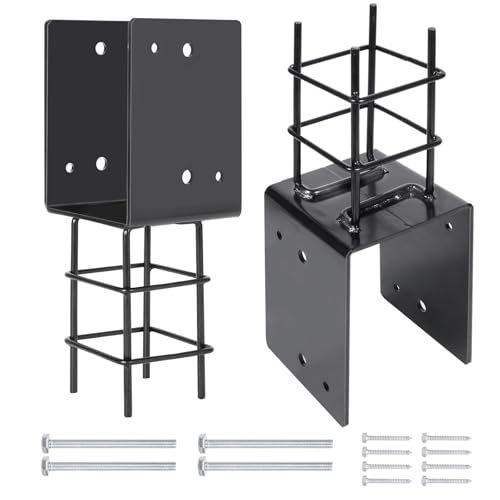 6"x 6" U-Shape Concrete Post Anchor, Heavy Duty 5mm 6 Gauge Post Holder for Terrace Psot Base, Wood Gazebo, Fences, Deck Railings Wood, 1 Pack£¨Inner Dia 5.5"x5.5" - size: 6"x 6" 1 pack