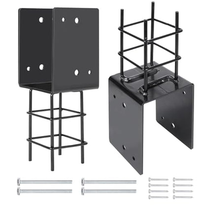 6"x 6" U-Shape Concrete Post Anchor, Heavy Duty 5mm 6 Gauge Post Holder for Terrace Psot Base, Wood Gazebo, Fences, Deck Railings Wood, 1 Pack£¨Inner Dia 5.5"x5.5" - size: 6"x 6" 1 pack
