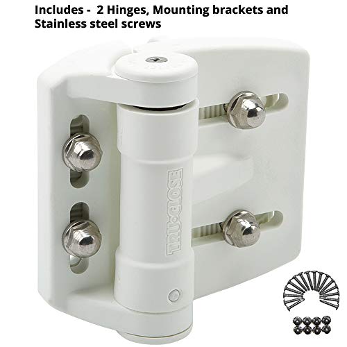 D&D TCAMA2WT TruClose Mult-Adjust Gate Hinge Square Gates 2" Gate Gap 2 pcs - color: White, size: For Square Posts, Gate Gap up to 2 in