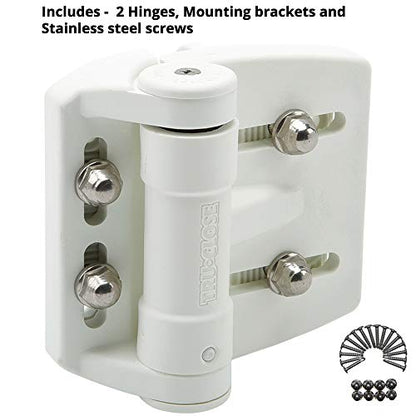 D&D TCAMA2WT TruClose Mult-Adjust Gate Hinge Square Gates 2" Gate Gap 2 pcs - color: White, size: For Square Posts, Gate Gap up to 2 in