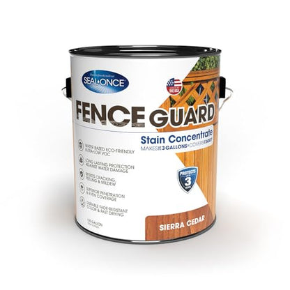 SEAL-ONCE Fence Guard Water-Repellent Wood Stain, Sierra Cedar, 1 Gallon - color: Sierra Cedar, size: 1 Gallon