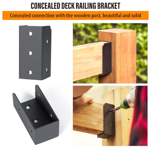 Deck Railing Connectors for 2"x4" (Actual 1.5"x3.5") Railing Wood Post (Parallel, 8pcs) - size: Parallel