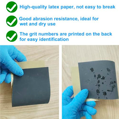 20 Pack Sandpaper Sheets 9 x 11 Inch, Sand Paper Assorted for Wet/Dry Wood Metal Sanding, Polishing (10grits Assorted) - size: 9x11inch assorted grit