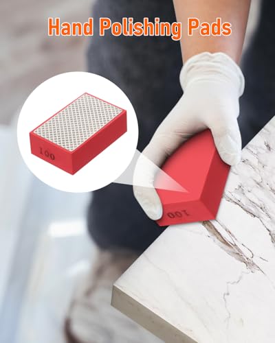 12 Pack Diamond Hand Polishing Pads, 60-1000 Grit Diamond Sanding Pads