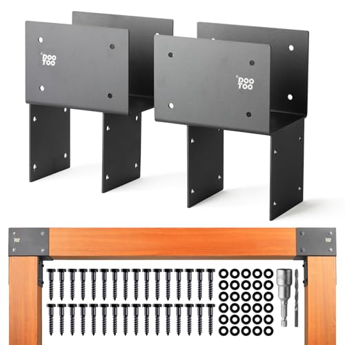 Stainless Steel Pergola Brackets, 6x6(Actual 5.5") End Post to Beam Bracket, Heavy Duty Post Cap Tie Bracket for Gazebos, Decks and Porches(2pcs-Black) - size: End 6x6 (Actual Post 5.5"x5.5", Beams 5.5"x5.5")