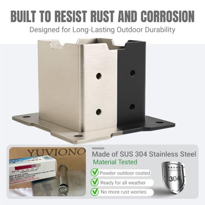4x4 Post Base for Concrete, 2 Pack, 304 Stainless Steel - size: 4x4 for concrete floor only