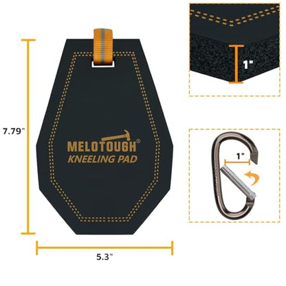 MELOTOUGH Mini Kneeling Pad with Carabiner Clip, Portable 1 Inch Thick NBR Foam Kneeling Pads for Work Construction, Mechanics, Plumbers, Electricians (Orange/Black) - style: Kneeling Pad with Carabiner Clip