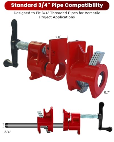 ATPEAM 6 Pack 3/4'' Pipe Clamps for Woodworking Pipe Clamp Fixture - size: 3/4"