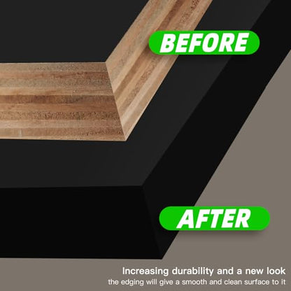 YANYE Black Edge Banding, 1 1/2 inch x 100ft roll of Wood Veneer Melamine Edge Banding Preglued, Tape Banding for Cabinet Repair Furniture - color: Black, size: 1 1/2"x 100ft