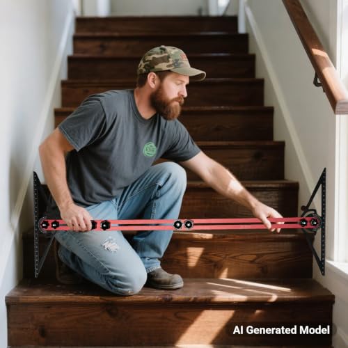 Stair Tread Jig, 10-60 Inch Adjustable Aluminum Stair Template Tool - size: Dual Nut Model