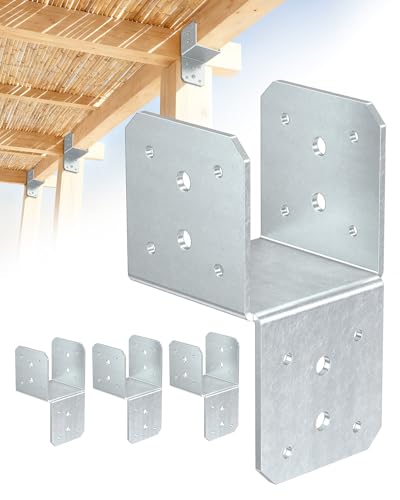4 Pack Galvanized Joist Hanger Brarket, 4 x4 Brackets for Wood - color: Galvanized-4 Pcs