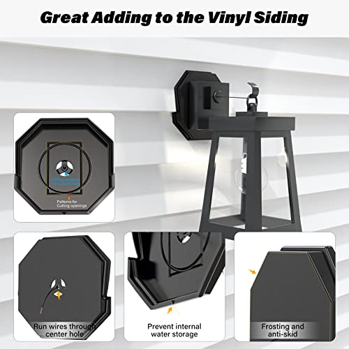 Vinyl Siding Mounting Blocks, Siding Mounting Kit, 130110006001 Octagon Mount Block, Mounting Plate for 1/2 inch Lap and 4 inch to 10 inch Height Siding, Black - style: Black