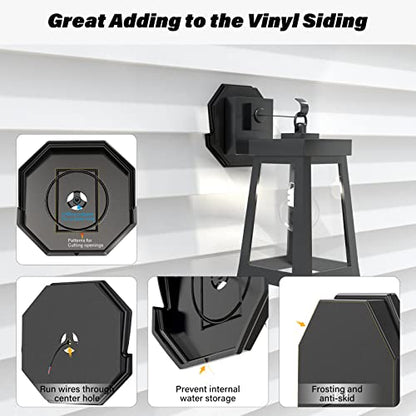 Vinyl Siding Mounting Blocks, Siding Mounting Kit, 130110006001 Octagon Mount Block, Mounting Plate for 1/2 inch Lap and 4 inch to 10 inch Height Siding, Black - style: Black