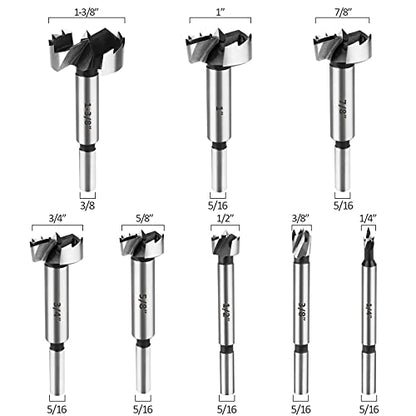 HPHOPE Forstner Bit Set 8Pcs - Forstner Bits for Wood, Wood Drilling with Storage Case