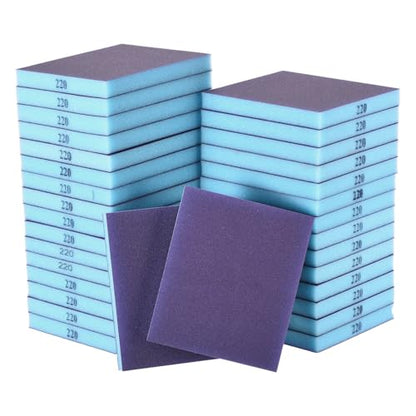 32Pcs 220Grit Double-Sided Sanding Sponges, Washable & Reusable - size: 220Grit